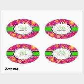 PixDezines Fuschia+Neon Groene Kerstversieringen Ovale Sticker (Vel)