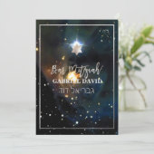 PixDezines Galaxy Bar Mitzvah Silver Kaart (Staand voorkant)