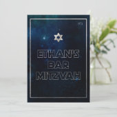 PixDezines Galaxy/Space Bat Mitzvah Kaart (Staand voorkant)