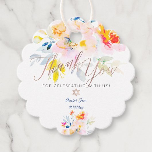 PixDezines Garden Rozen Waterverf Dank u Bedankjes Labels (Voorkant)