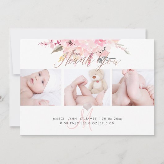 PixDezines geboorte aankondiging + douche dank u (Voorkant)