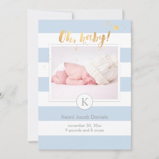 PixDezines geboorteaankondiging/DIYcolor strepen Aankondiging (Voorkant)