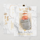 PixDezines Geboorteaankondiging / Over de Maan Aankondigingskaart (Voorkant / Achterkant)