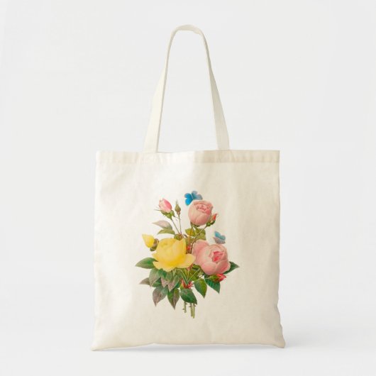 PixDezines Geel/Roze/Rozen/Redoute Tote Bag (Voorkant)