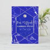 PixDezines Geometric Blue Lapis Bar Mitzvah Kaart (Staand voorkant)