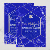 PixDezines Geometric Blue Lapis Bar Mitzvah Kaart (Voorkant / Achterkant)