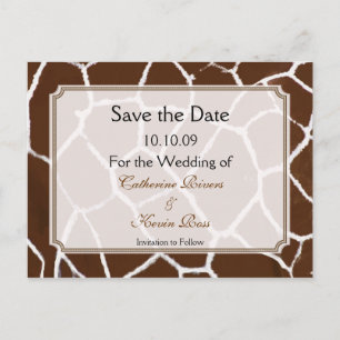 PixDezines Giraffe print save the date briefkaart