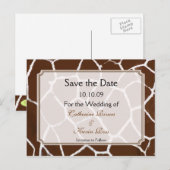 PixDezines Giraffe print save the date briefkaart (Voorkant / Achterkant)