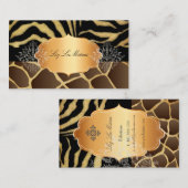 PixDezines  giraffe, zebra+goudlabel Visitekaartje (Voorkant / Achterkant)
