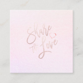 PixDezines Glam Deel de Liefde Blush Pink Heart Vierkante Visitekaartje