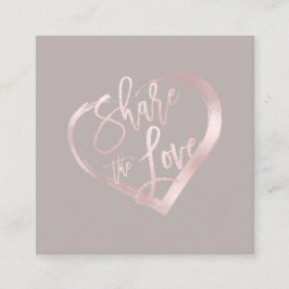 PixDezines Glam Deel de Liefde Blush Pink Heart Vierkante Visitekaartje