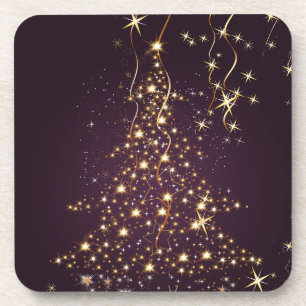 PixDezines Glitterende Kerstbomen Drankjes Onderzetter