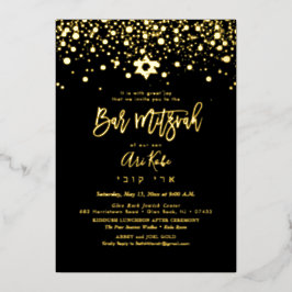 PixDezines Gold Confetti Bar Mitzvah DIY-kleur Folie Uitnodiging