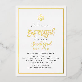 PixDezines Gold Modern Script Bat Mitzvah Folie Uitnodiging