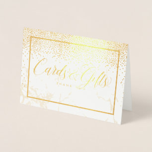 PixDezines Gouden Confetti/Kaarten+Gifts Tafelteke Folie Kaarten