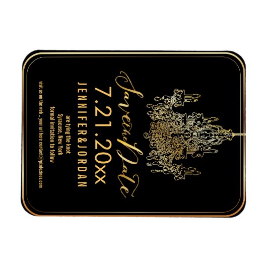 PixDezines gouden kroonluchter/datum opslaan/DIY l Magneet (Horizontaal)