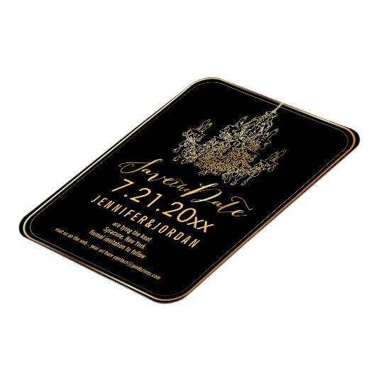 PixDezines gouden kroonluchter/datum opslaan/DIY l Magneet (Linkerzijde)