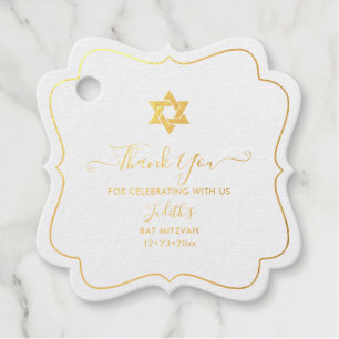 PixDezines Gouden ster van David Mitzvah Bell Curv Bedankjes Labels