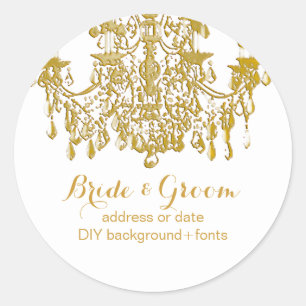 PixDezines goudkleurige kristallen kroonluchter Ronde Sticker