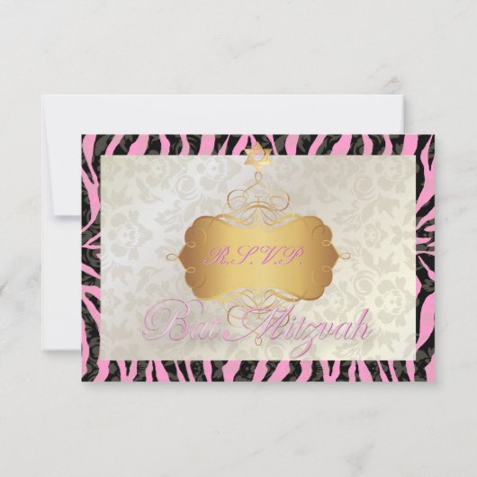 PixDezines grand Bat mitzvah RSVP Zebra/Damask (Dos)