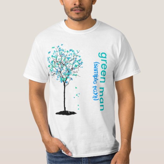 PixDezines Green man, blauw monster T-shirt (Voorkant)