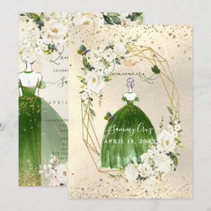 PixDezines Green Quinceanera H2 Alabaster Rozen Kaart