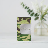 PixDezines Groene Camouflage+Hond+Labels Visitekaartje (Staand voorkant)