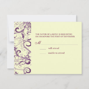 PixDezines GROTE RSVP, PLUM SWIRLS/DIY achtergrond RSVP Kaartje