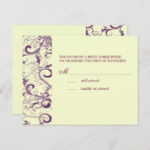 PixDezines GROTE RSVP, PLUM SWIRLS/DIY achtergrond RSVP Kaartje (Voorkant / Achterkant)