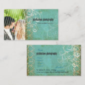 PixDezines Grunge Damask/Aqua Visitekaartje (Voorkant / Achterkant)