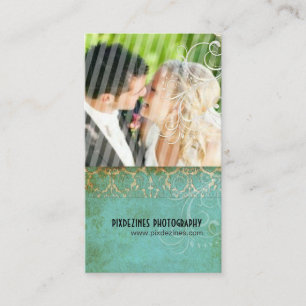 PixDezines Grunge Damask/Aqua Visitekaartje