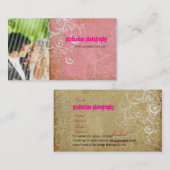 PixDezines  Grunge Damask/Roze Visitekaartje (Voorkant / Achterkant)