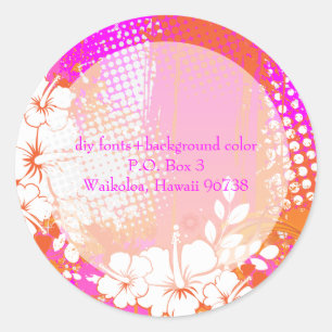 PixDezines grunge hibiscus/diy achtergrond kleur Ronde Sticker