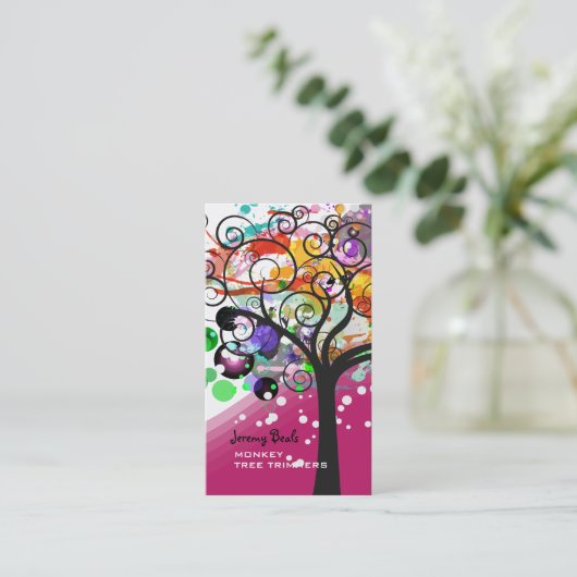 PixDezines Grunge Tree Trimmers ♥♥♥♥ Visitekaartje (Staand voorkant)