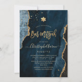 PixDezines H2 Agate, Slate Blue Gold Invitation Kaart (Voorkant)