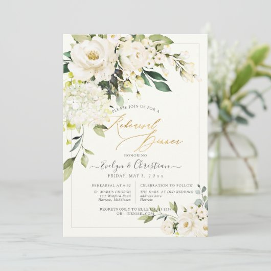 PixDezines H2 Alabaster Rozen Rehearings Dinner Kaart (Staand voorkant)