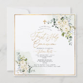 PixDezines H2 Albasten Rozen Eerste Heilige Commun Kaart (Voorkant)