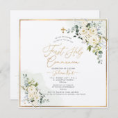 PixDezines H2 Albasten Rozen Eerste Heilige Commun Kaart (Voorkant / Achterkant)