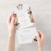 PixDezines H2 Autumn Waterverf Flowers Marsala All In One Uitnodiging (Afscheurbaar)