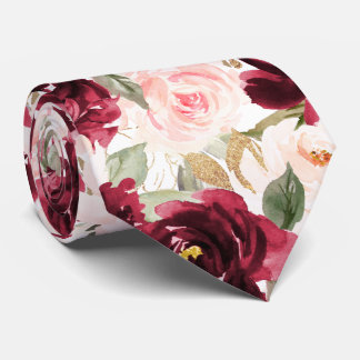 PixDezines H2 Bloemen Burgundy Blush Rozen Stropdas