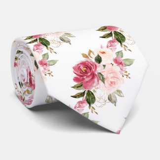 PixDezines H2 Bloemen Framboosroze Roze Rozen Stropdas