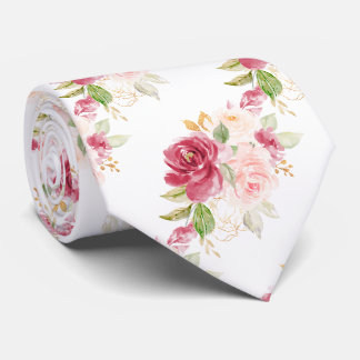 PixDezines H2 Bloemen Framboosroze Roze Rozen Stropdas
