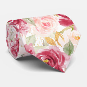 PixDezines H2 Bloemen Frambozen Blozende Roze Roze Stropdas