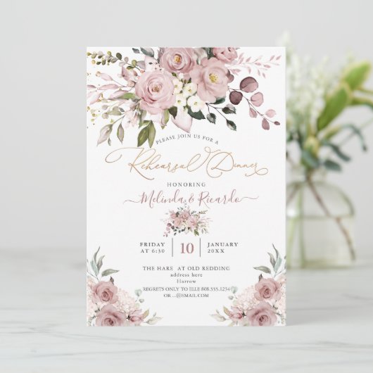 PixDezines H2 Bloemen Stustende Rozen Hydrangeas Kaart (Staand voorkant)