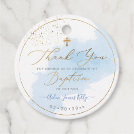 PixDezines H2 Blue Gold Dust Baptism Hartelijk dan Bedankjes Labels