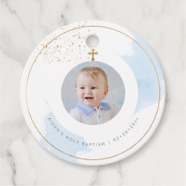 PixDezines H2 Blue Gold Dust Baptism Hartelijk dan Bedankjes Labels