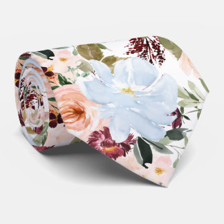 PixDezines H2 Blush Pink Dusty Blue Flowers  Stropdas