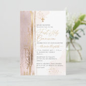 PixDezines H2 Blush Pink First Jesus Communivi Kaart (Staand voorkant)