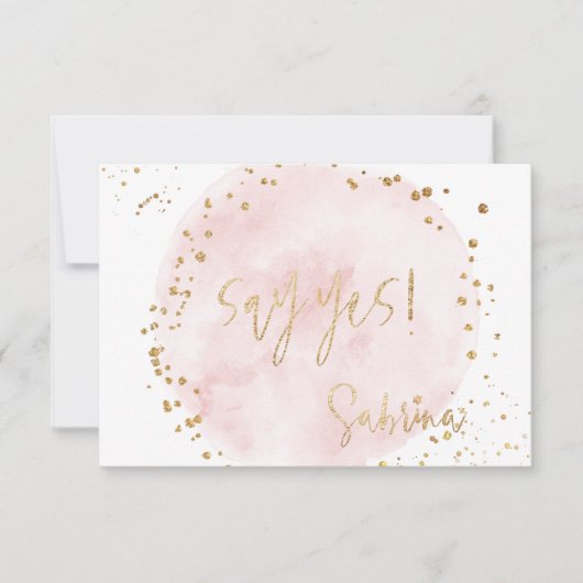 PixDezines H2 Blush Pink Gold Bat Mitzvah RSVP Inv Kaart (Voorkant)