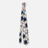 PixDezines H2 Blush Pink Navy Flowers  Stropdas (Achterkant)